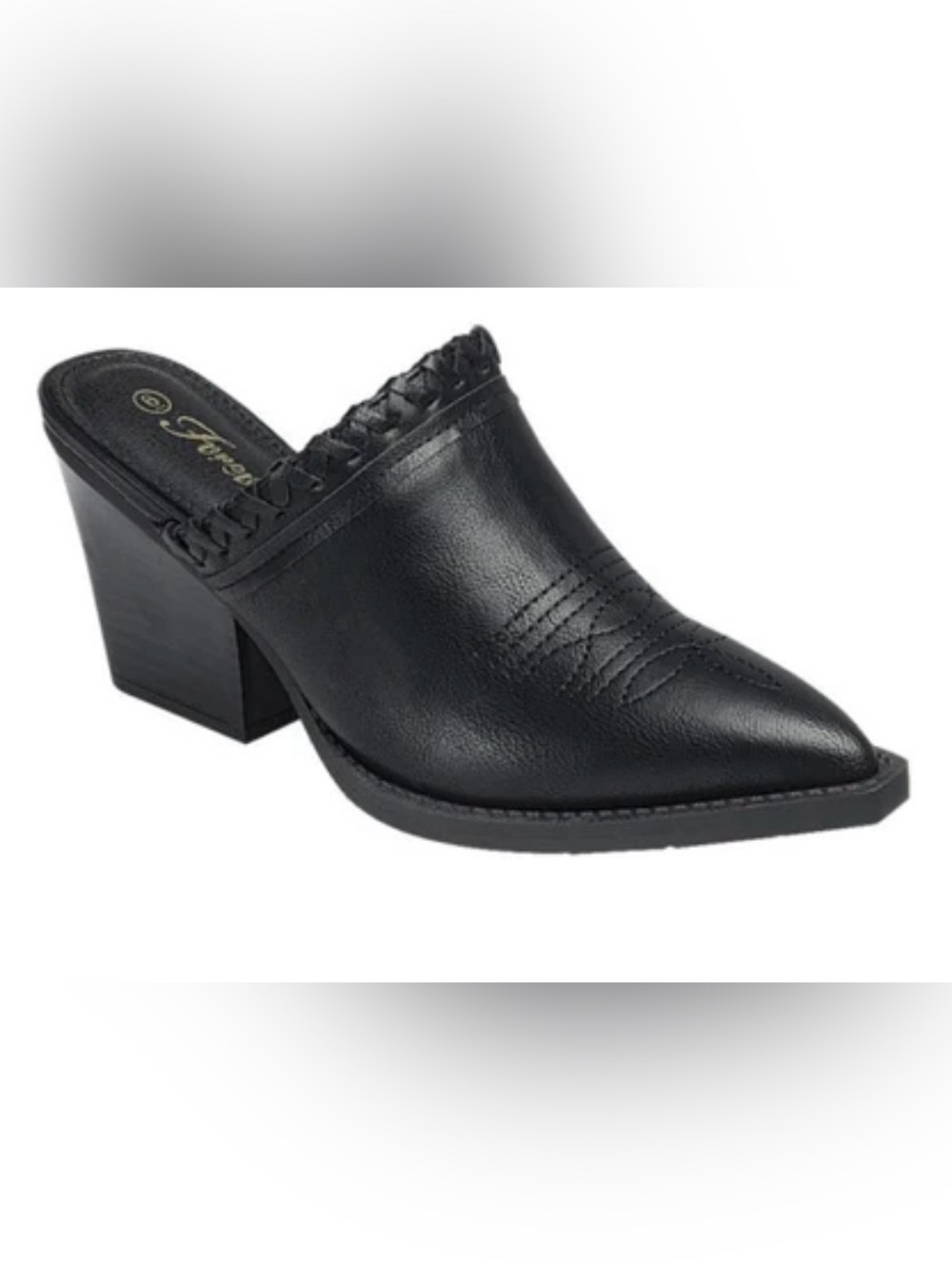 Cowboy Black Pointed-Toe Slip-On Mule